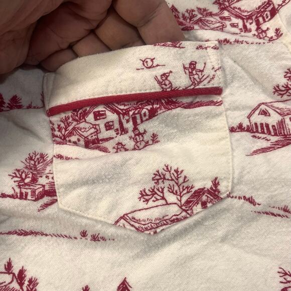 L.L.Bean winter village print flannel nightgown women’s Medium red white cozy - Picture 4 of 7